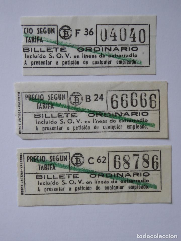 Colecionismos Bilhetes de Transporte: Lote de 3 antiguos billetes capicua de Transportes Barcelona. Billete ordinario. Franja verde