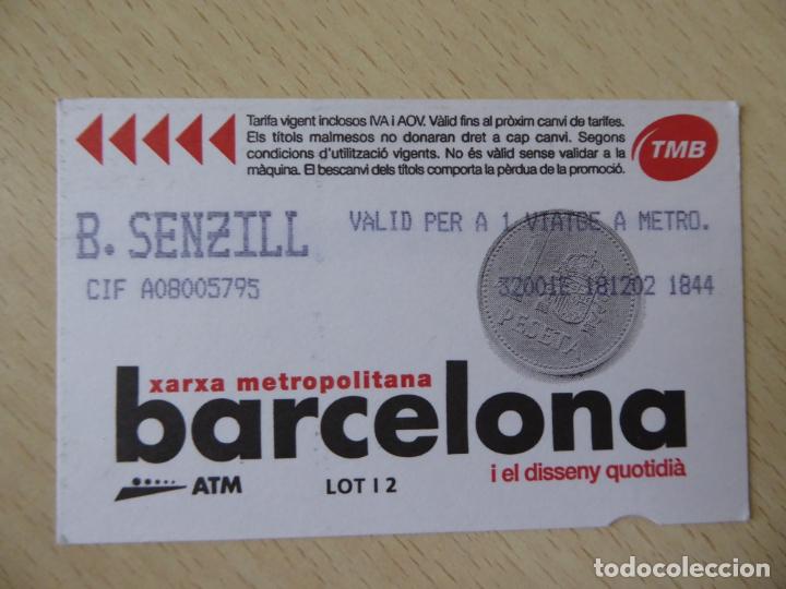 Colecionismos Bilhetes de Transporte: Barcelona -Billete sencillo Xarxa metropolitana. A&ntilde;o 2002 - V&aacute;lido 1 viaje metro - Dise&ntilde;o 1 peseta