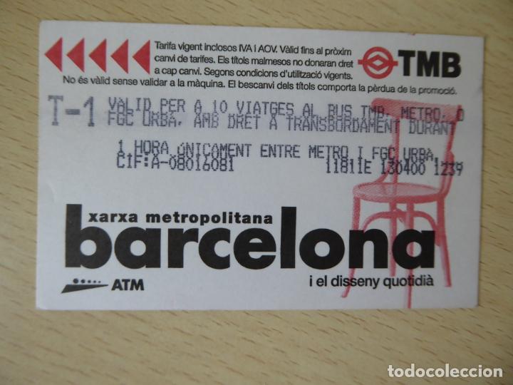 Colecionismos Bilhetes de Transporte: Barcelona -Billete T-1 10 viajes metro-FGC Xarxa metropolitana-A&ntilde;o 2000-Dise&ntilde;o silla Tonet