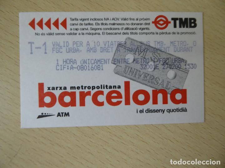 Sammeln von Fahrkarten: Barcelona -Billete T-1 10 viajes metro-FGC Xarxa metropolitana-A&ntilde;o 2000-Dise&ntilde;o cuchilla afeitar
