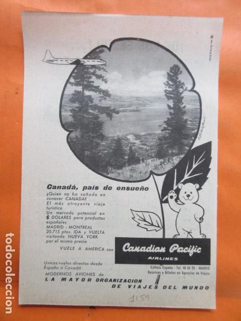 Coleccionismo Billetes de transporte: COLECCION LINEAS AEREAS PUBLICIDAD A&Ntilde;O 1959 - CANADIAN PACIFIC AIRLINES LOTE DE 1