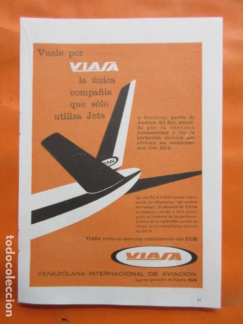 Coleccionismo Billetes de transporte: COLECCION LINEAS AEREAS PUBLICIDAD A&Ntilde;O 1963 - VIASA VENEZOLANA INTERNACIONAL DE AVIACION LOTE DE 1