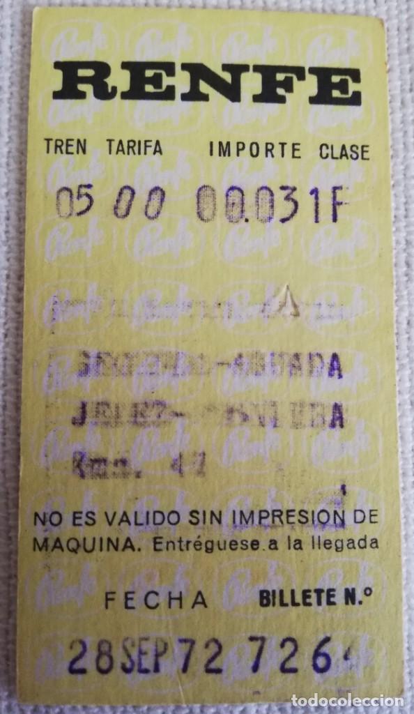 Colecionismos Bilhetes de Transporte: BILLETE RENFE SEGUNDA AGUADA (CADIZ)-JEREZ DE LA FRONTERA, 28/09/1972.