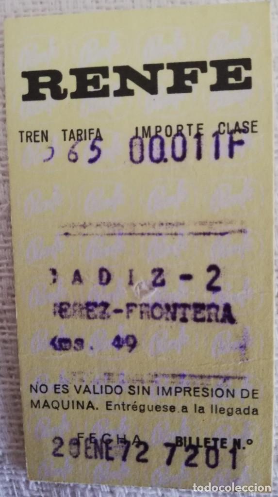 Colecionismos Bilhetes de Transporte: BILLETE RENFE, CADIZ-JEREZ DE LA FRONTERA, 20/01/1972.