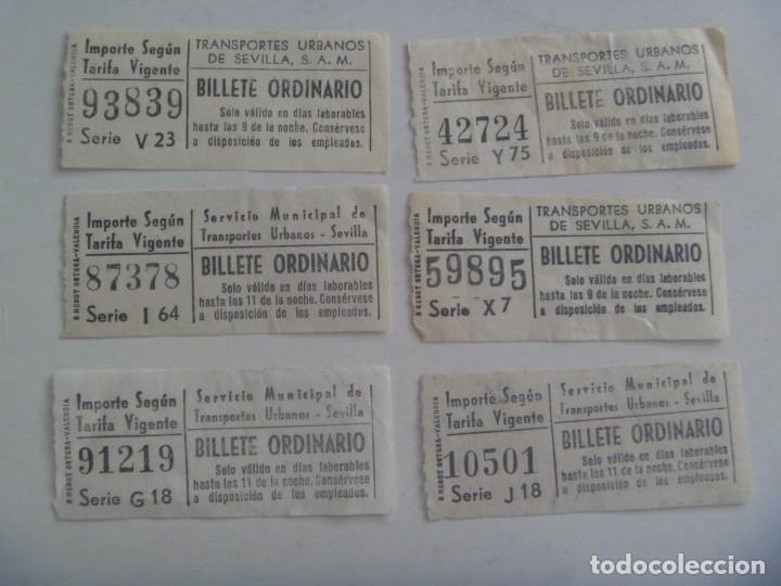 Coleccionismo billetes de transporte: LOTE DE 6 BILLETES ORDINARIO DE AUTOBUS TRANSPORTES URBANOS DE SEVILLA, CAPICUAS