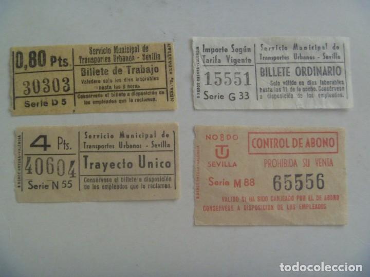 Collectionnisme Billets de transport: LOTE DE 4 BILLETES AUTOBUS TRANSPORTES URBANOS DE SEVILLA, DISTINTOS , CAPICUAS