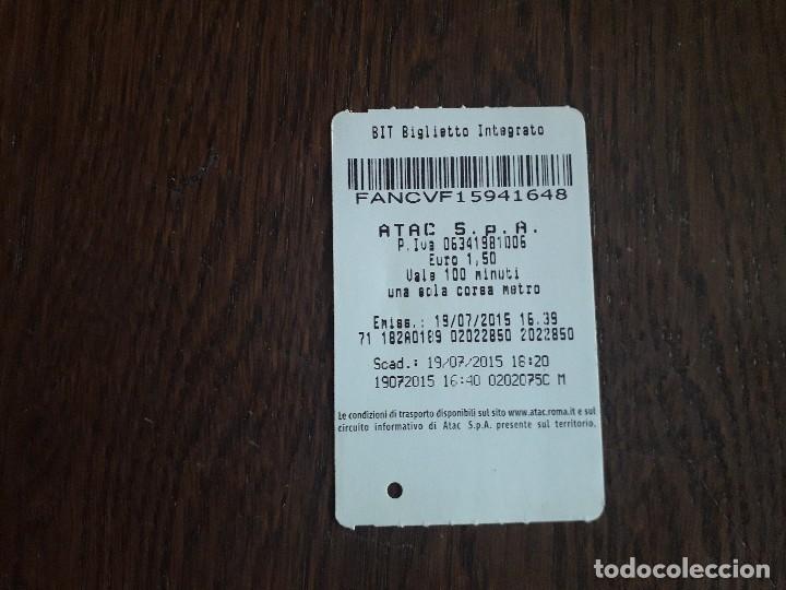 Collectionnisme Billets de transport: ticket billete de transporte, integrado ATAC S.P.A. Italia. a&ntilde;o 2015