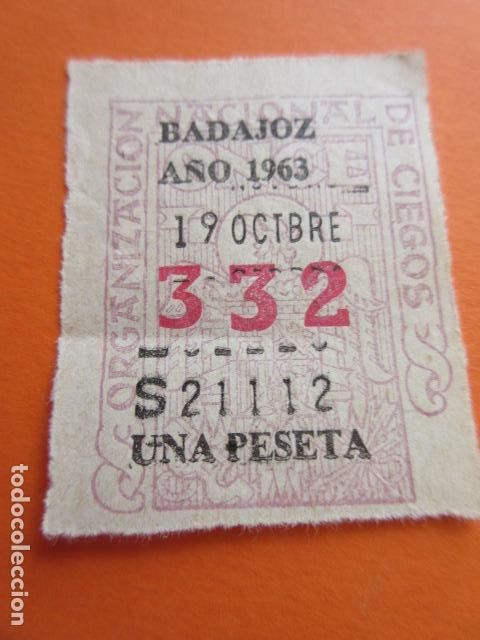 Coleccionismo Billetes de transporte: BILLETE ONCE A&Ntilde;O 1963 BADAJOZ 19 DE OCTUBRE 1 PESETA