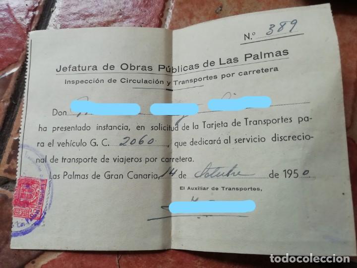 Sammeln von Fahrkarten: Antiguo justificante solicitud tarjeta transportes para autobus guagua &rdquo;pirata&rdquo; Gran Canaria