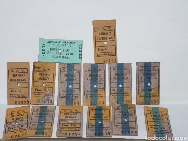 Coleccionismo Billetes de transporte: LOTE BILLETES DE TREN. 14 BILLETES DE LA C.A.V.. A&Ntilde;OS 60. BILBAO, GUERNICA, BERMEO, BIDEBIETAS.
