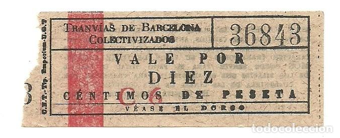 Coleccionismo billetes de transporte: (FC-265)VALE 10 CTS.TRANVIAS DE BARCELONA COLECTIVIZADOS-GUERRA CIVIL