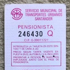 Coleccionismo Billetes de transporte: BONO BUS DE PENSIONISTA - SERVICIO MUNICIPAL DE TRANSPORTES URBANOS DE SANTANDER (TIKET - BILLETE). Lote 211788057