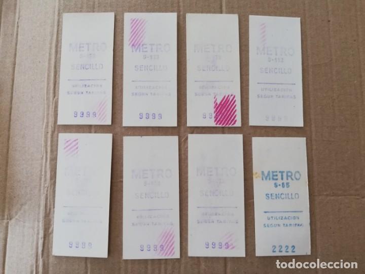 8 BILLETES DEL METRO DE MADRID, TODOS CAPICUAS REALES, 9999 (7 BILLETES), 2222 (1 BILLETE), TAL Y CO (Coleccionismo - Billetes de Transporte)