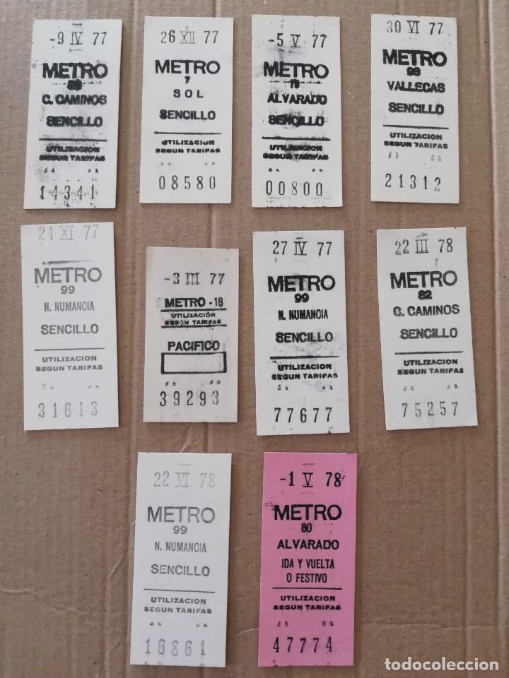 10 BILLETES DEL METRO DE MADRID, TODOS CAPICUAS, AÑO 1977 Y 78, TAL Y COMO PUEDEN VERSE EN LAS FOTOG (Coleccionismo - Billetes de Transporte)