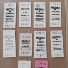 Coleccionismo Billetes de transporte: 10 BILLETES DEL METRO DE MADRID, TODOS CAPICUAS, AÑO 1977 Y 78, TAL Y COMO PUEDEN VERSE EN LAS FOTOG. Lote 212408925