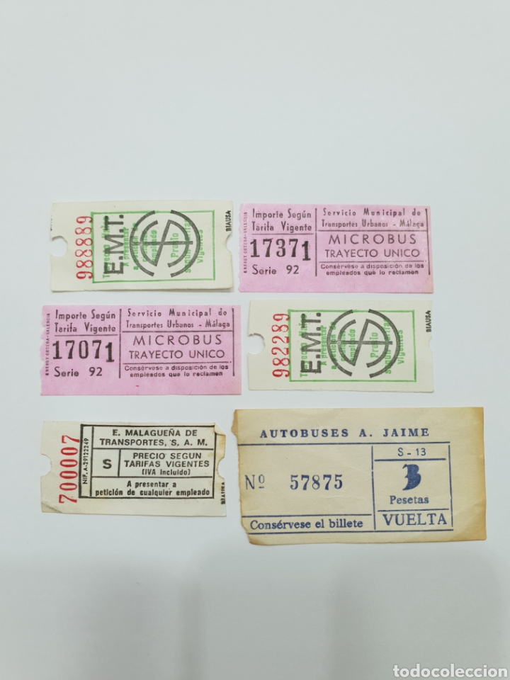 Coleccionismo Billetes de transporte: *6/ 6 ANTIGUOS BILLETES DE AUTOBUS NUMERACION CAPICUA