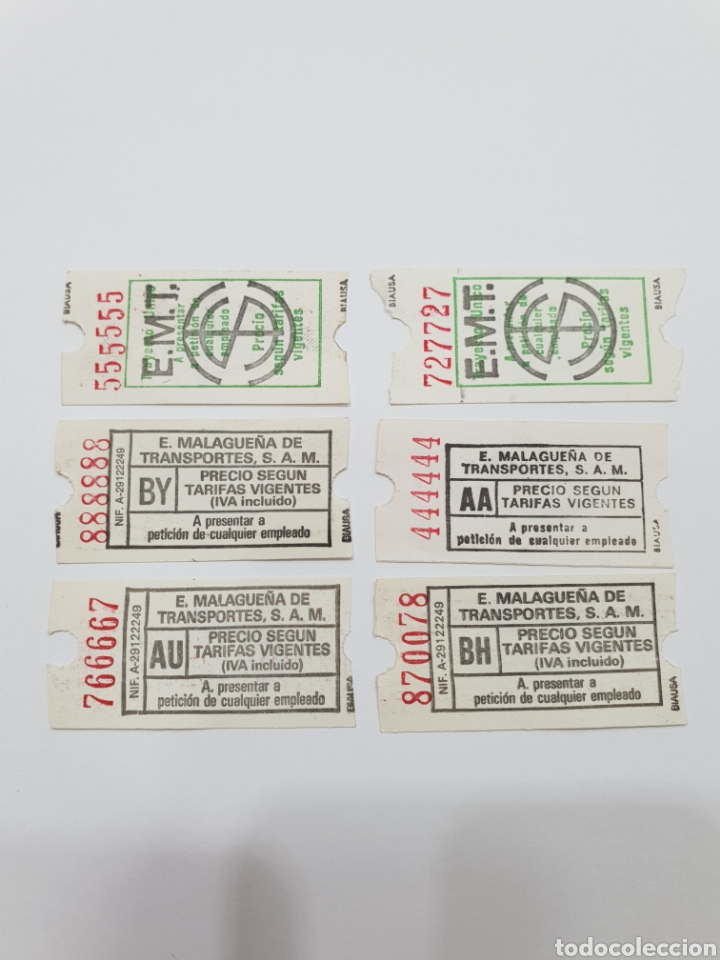 Coleccionismo Billetes de transporte: *7/ 6 ANTIGUOS BILLETES DE AUTOBUS NUMERACION CAPICUA