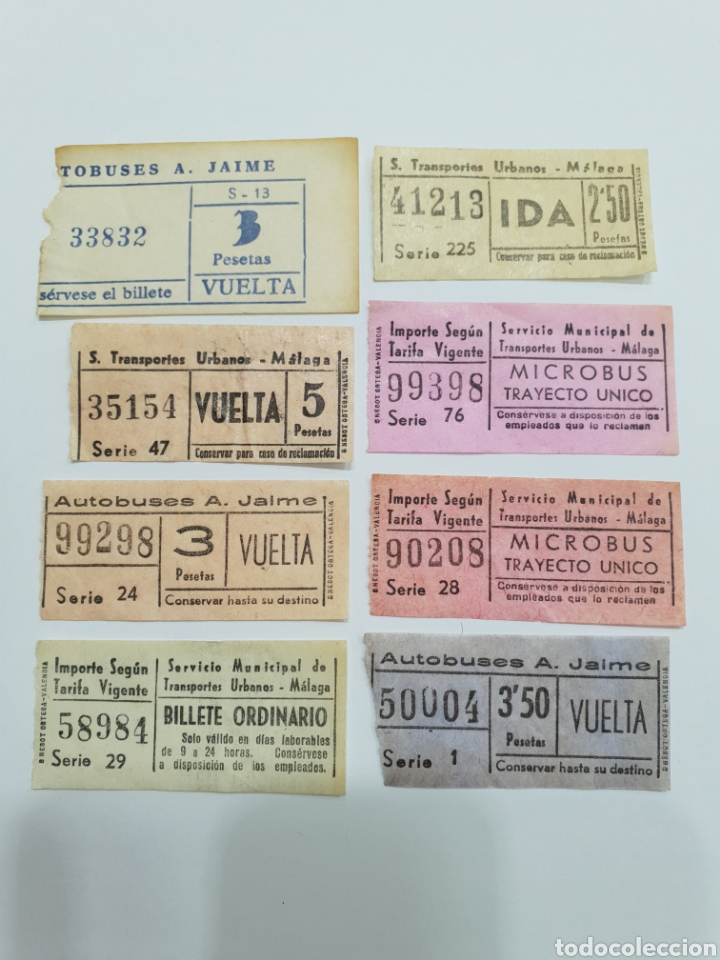 Coleccionismo Billetes de transporte: 8 BILLETES ANTIGUOS DE AUTOBUS