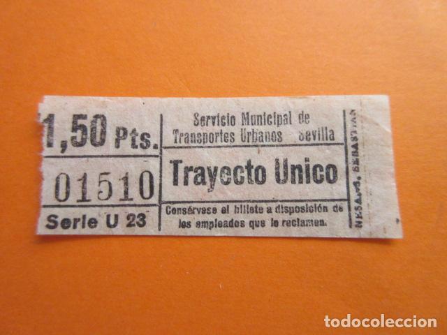 Colecionismos Bilhetes de Transporte: BILLETE SEVILLA - AUTOBUS - CAPICUA 01510 - TRANVIA LOCOMOTORA RENFE TROLEBUS TREN FERROCARRIL
