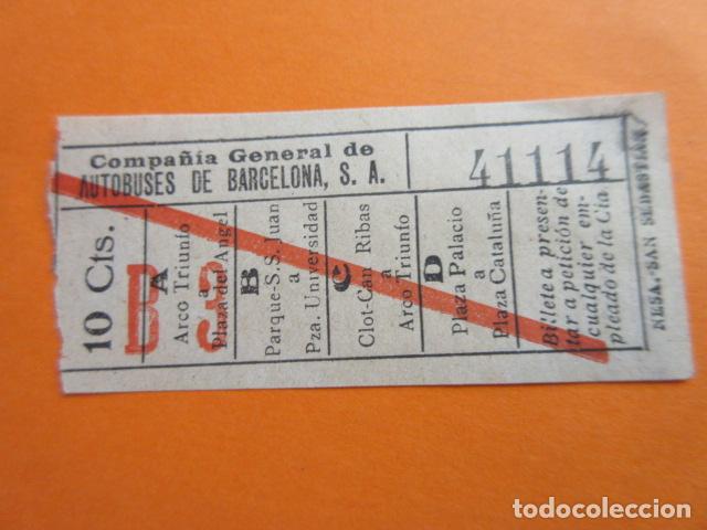 Collectables Transport Tickets: 1 BILLETE BARCELONA COMPA&Ntilde;IA GENERAL DE AUTOBUSES CAPICUA 41114