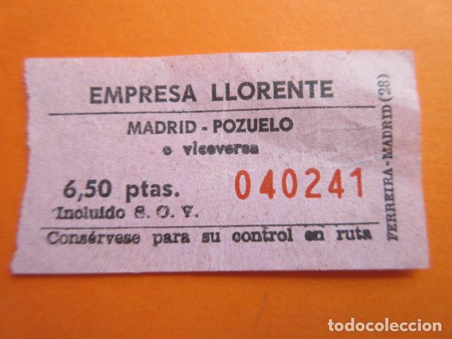 Colecionismos Bilhetes de Transporte: 1 BILLETE EMPRESA LLORENTE MADRID POZUELO