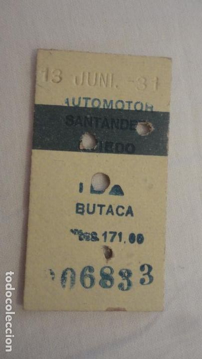 Sammeln von Fahrkarten: ANTIGUO BILLETE.AUTOMOTOR.SANTANDER-OVIEDO.IDA.