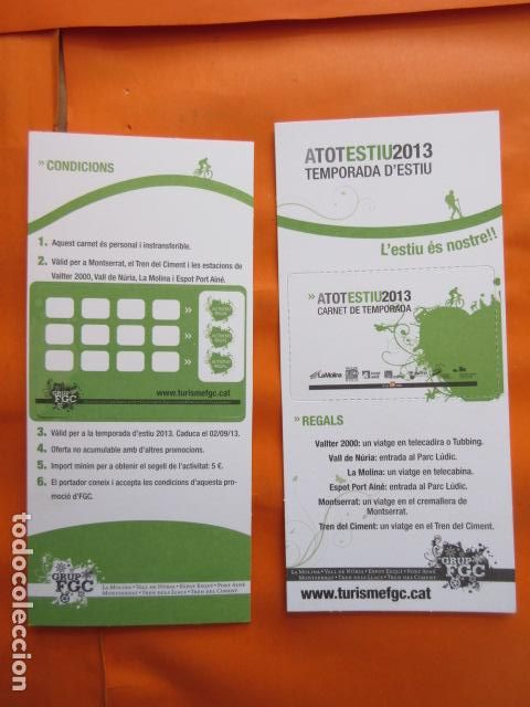 Collectables Transport Tickets: FOLLETO nuria carnet 2013 FERROCARRILES GENERALITAT MONTSERRAT CREMALLERA FUNICULAR LA MOLINA