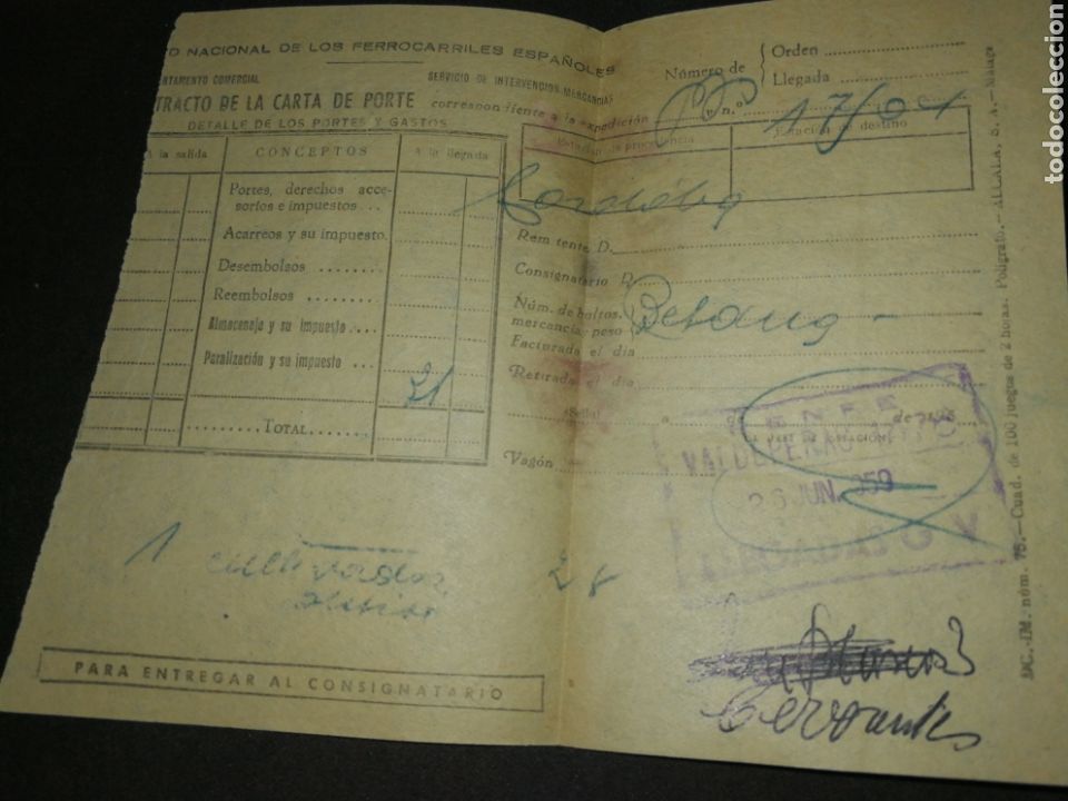 Coleccionismo Billetes de transporte: BILLETE TREN RENFE A&Ntilde;O 1959,DE C&Oacute;RDOBA &Agrave; VALDEPE&Ntilde;AS.