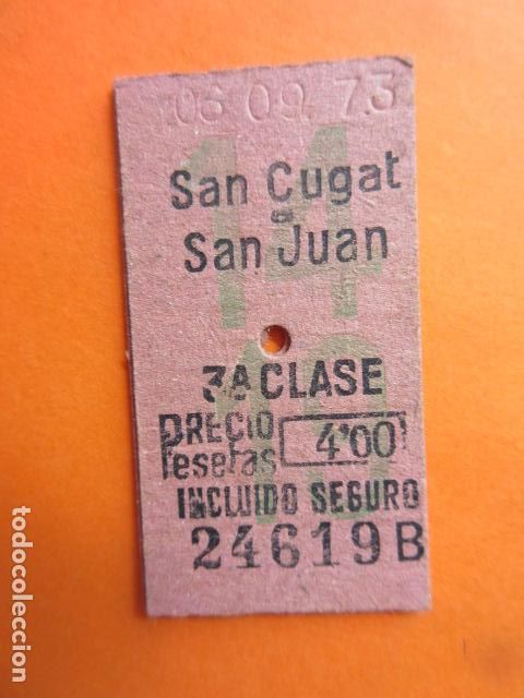 Colecionismos Bilhetes de Transporte: BILLETE EDMONSON FERROCARRILES CATALANES SAN CUGAT SAN JUAN