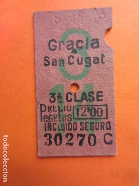 Colecionismos Bilhetes de Transporte: BILLETE EDMONSON FERROCARRILES CATALANES GRACIA SAN CUGAT