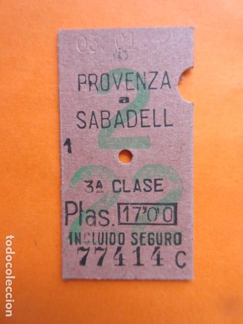 Colecionismos Bilhetes de Transporte: BILLETE EDMONSON FERROCARRILES CATALANES PROVENZA SABADELL NUMERO 1