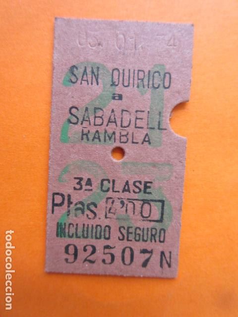 Collectionnisme Billets de transport: BILLETE EDMONSON FERROCARRILES CATALANES SAN QUIRICO SABADELL RAMBLA