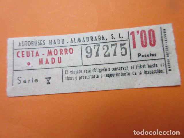 Colecionismos Bilhetes de Transporte: BILLETE AUTOBUSES HADU ALMADRABA CEUTA MORRO HADU