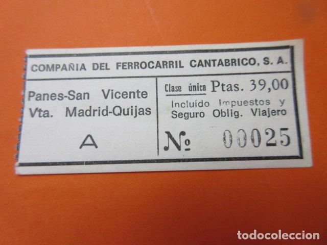 Collectionnisme Billets de transport: BILLETE COMPA&Ntilde;IA FERROCARIL DEL CANTABRICO PANES SAN VICENTE VTA. MADRID QUIJAS