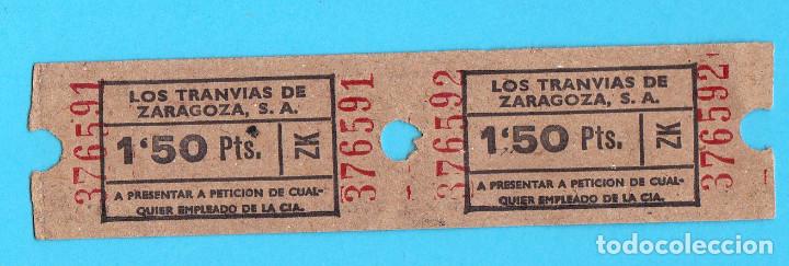 Collectionnisme Billets de transport: DOS BILLETES DE LOS TRANV&Iacute;AS DE ZARAGOZA. SIN FECHA.