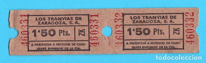 Collectionnisme Billets de transport: DOS BILLETES DE LOS TRANV&Iacute;AS DE ZARAGOZA. SIN FECHA.