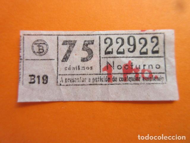 Collectables Transport Tickets: BILLETE LOGO TB TRANVIAS BARCELONA 75 CENTIMOS SOBRECARGA 1 PESETA EN ROJO
