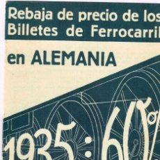 Coleccionismo Billetes de transporte: 1935 CATÁLOGO DE REBAJA 60% PRECIOS FERROCARRIL EN ALEMANIA (EN ESPAÑOL). Lote 220521975