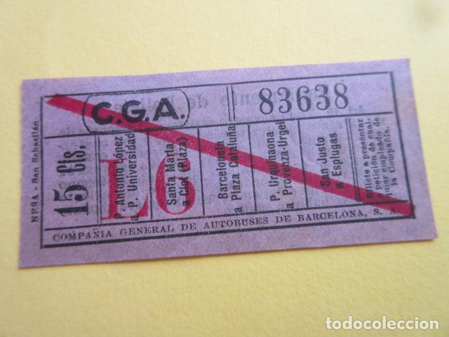 Collectionnisme Billets de transport: BILLETE CGA COMPA&Ntilde;IA GENERAL AUTOBUSES DE BARCELONA VER TRAYECTOS - CAPICUA 83638