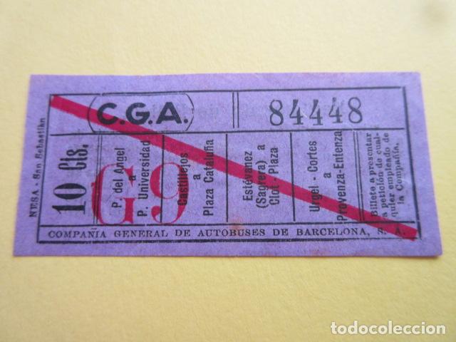 Colecionismos Bilhetes de Transporte: BILLETE CGA COMPA&Ntilde;IA GENERAL AUTOBUSES DE BARCELONA VER TRAYECTOS - CAPICUA 84448