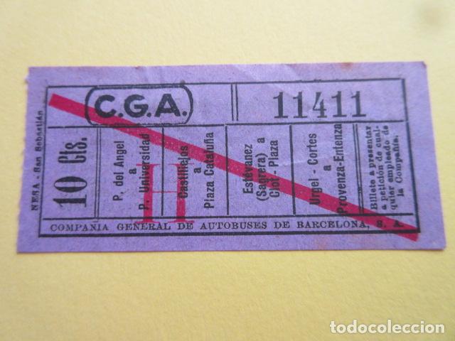 Colecionismos Bilhetes de Transporte: BILLETE CGA COMPA&Ntilde;IA GENERAL AUTOBUSES DE BARCELONA VER TRAYECTOS - CAPICUA 11411