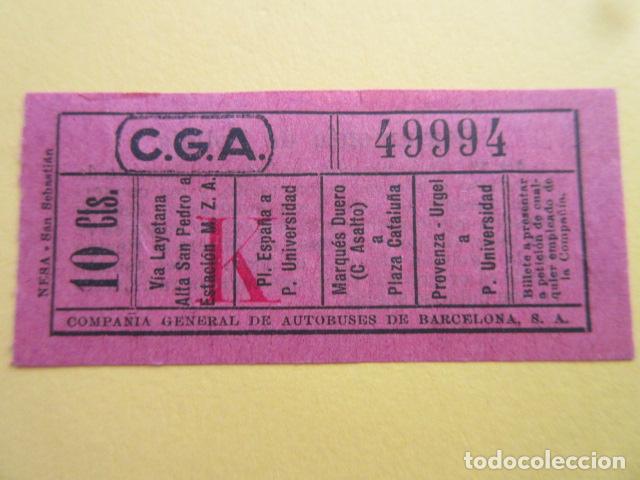Colecionismos Bilhetes de Transporte: BILLETE CGA COMPA&Ntilde;IA GENERAL AUTOBUSES DE BARCELONA VER TRAYECTOS - CAPICUA 49994