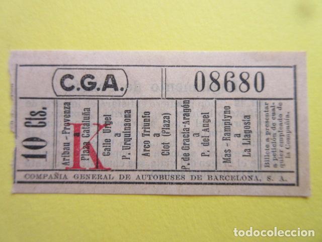 Colecionismos Bilhetes de Transporte: BILLETE CGA COMPA&Ntilde;IA GENERAL AUTOBUSES DE BARCELONA VER TRAYECTOS - CAPICUA 08680