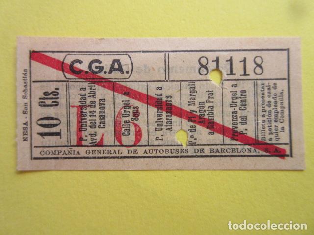 Collectionnisme Billets de transport: BILLETE CGA COMPA&Ntilde;IA GENERAL AUTOBUSES DE BARCELONA VER TRAYECTOS - CAPICUA 81118