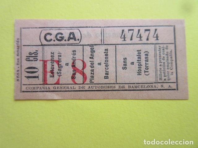 Colecionismos Bilhetes de Transporte: BILLETE CGA COMPA&Ntilde;IA GENERAL AUTOBUSES DE BARCELONA VER TRAYECTOS - CAPICUA 47474