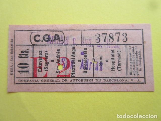 Colecionismos Bilhetes de Transporte: BILLETE CGA COMPA&Ntilde;IA GENERAL AUTOBUSES DE BARCELONA VER TRAYECTOS - CAPICUA 37873