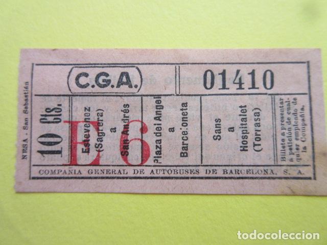 Colecionismos Bilhetes de Transporte: BILLETE CGA COMPA&Ntilde;IA GENERAL AUTOBUSES DE BARCELONA VER TRAYECTOS - CAPICUA 01410
