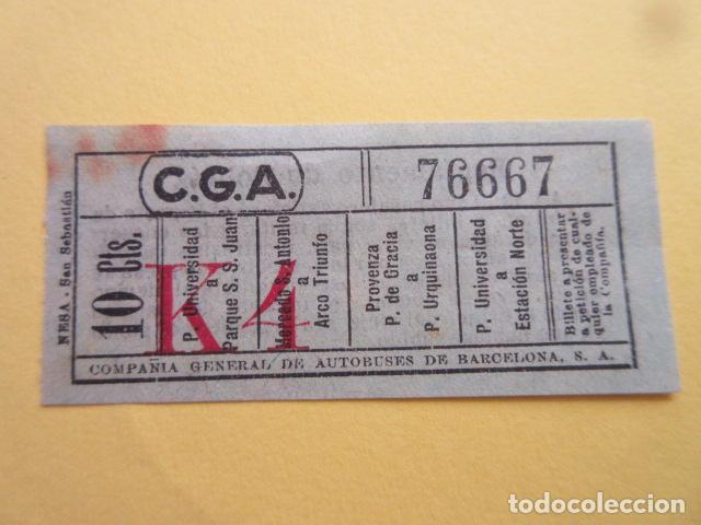 Colecionismos Bilhetes de Transporte: BILLETE CGA COMPA&Ntilde;IA GENERAL AUTOBUSES DE BARCELONA VER TRAYECTOS - CAPICUA 76667