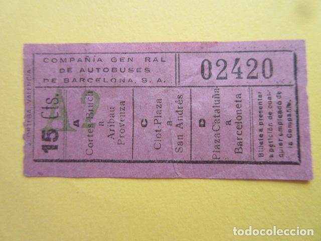 Colecionismos Bilhetes de Transporte: BILLETE CGA COMPA&Ntilde;IA GENERAL AUTOBUSES DE BARCELONA VER TRAYECTOS - CAPICUA 02420
