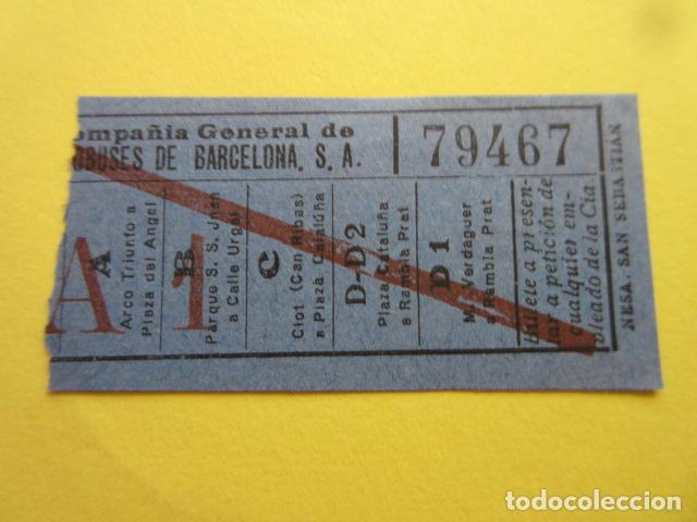 Colecionismos Bilhetes de Transporte: BILLETE CGA COMPA&Ntilde;IA GENERAL AUTOBUSES DE BARCELONA VER TRAYECTOS -